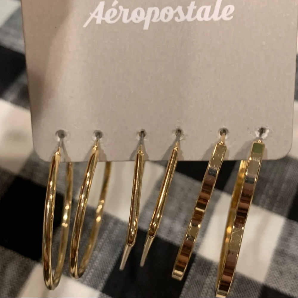 AEROPOSTALE SHAPES HOOP EARRINGS SET - Picture 5 of 6